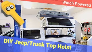 DIY Rooftop Tent  Jeep  Truck Cap Hoist  Overlanding  Joshs Garage [upl. by Dodds]