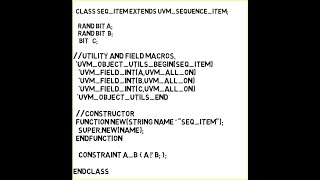 UVM Universal Verification Methodology Sequenceitem  Part1 [upl. by Eibloc67]