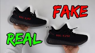 REAL VS FAKE ADIDAS YEEZY 350 V2 BRED COMPARISON [upl. by Aillemac920]