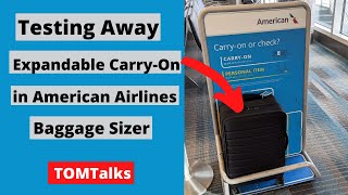 Testing Away Expandable CarryOn in American Airlines Baggage Sizer  Away Carry On Size Test [upl. by Fauch]