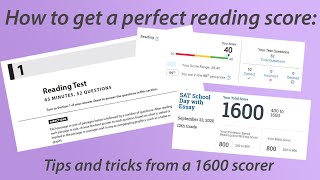 How to get a perfect score on the SAT reading section tips from a 1600 scorer [upl. by Eibbed]