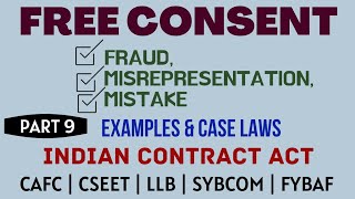 Fraud  Misrepresentation  Mistake  Free Consent  Indian Contract Act  Caselaws  Example [upl. by Itak]