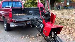 One Man EZ Load loads a Snow Blower onto a pickup truck [upl. by Attenweiler826]