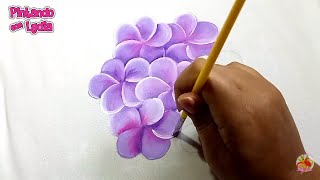 Pintura En Tela Principiantes Como Pintar Flores  Violetas [upl. by Airat]