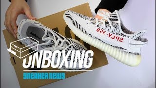 Yeezy 350 Boost V2 quotZebraquot Unboxing  Review 2018 Edition [upl. by Weikert]