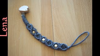 Makramee Schnullerkette selber machen 👶🏻 Macrame Pacifier Chain DIY Dummy Holder with Pearls [upl. by Sivrup]