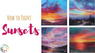 How to Paint Sunsets  Acrylic Painting Tutorial [upl. by Finstad624]