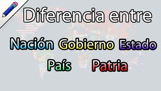 Diferencia entre Nación Estado Gobierno País y Patria [upl. by Ahseinet191]