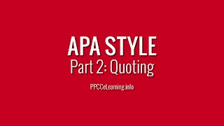 APA Style  Part 2 Quoting [upl. by Aramaj]