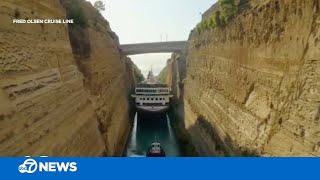 Cruise ship makes tight squeeze through canal [upl. by Mercola]