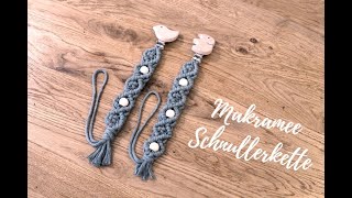 Makramee Schnullerkette mit Perlen Anleitung  Macrame Pacifier Chain with Pearls Tutorial DIY [upl. by Sherj]