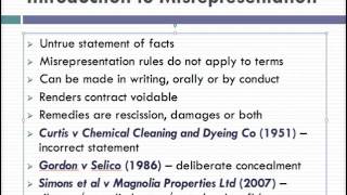 Misrepresentation Lecture 1 of 4 [upl. by Ramon]