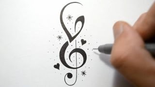 How to Incorporate Initials into Music Notes  Tattoo Design [upl. by Natloz]