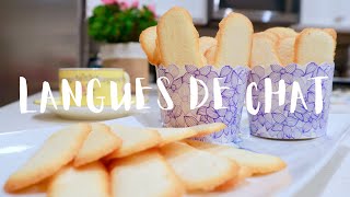 Langues de chat  Cats tongue cookies  lengua de gato Recipe [upl. by Nawyt]