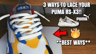 3 WAYS TO LACE YOUR PUMA RSX3 IN DEPTH TUTORIAL [upl. by Horwitz826]