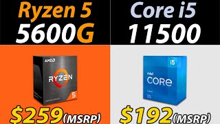 Ryzen 5 5600G Vs i511500  Vega 7 and UHD 750  CPU and iGPU Benchmarks [upl. by Stoughton]