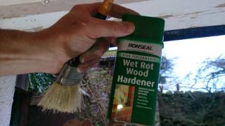 Ronseal WET ROT WOOD HARDENER demonstration [upl. by Aicilra]