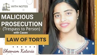 MALICIOUS PROSECUTIONTort Lawwith case law by Sheenam Kataria [upl. by Gniy]